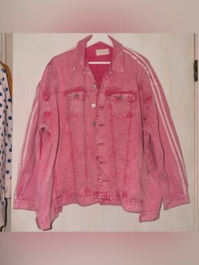 Pink Candy Stripper Denim Jacket